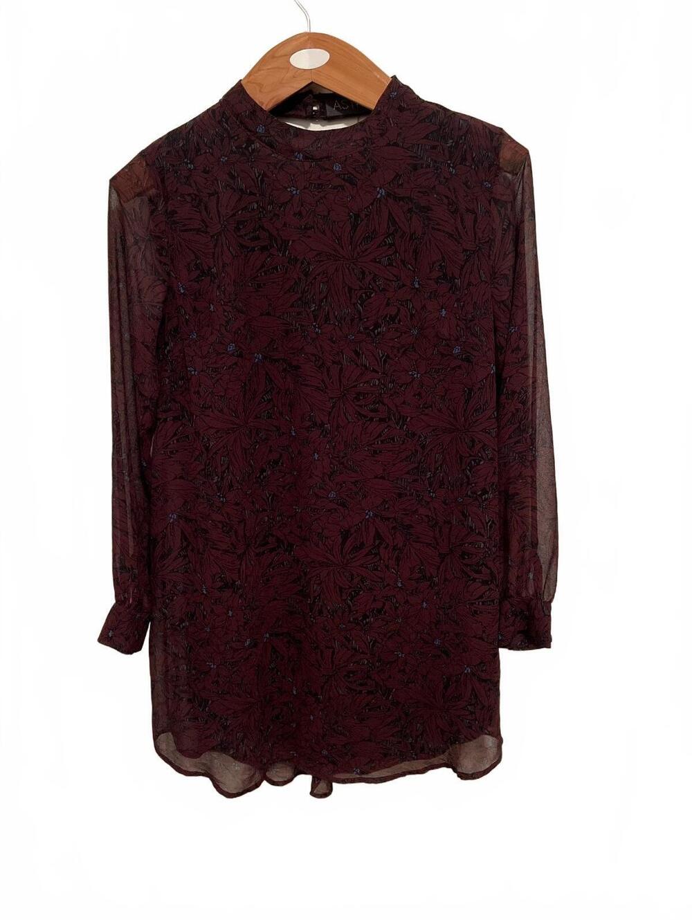 ASTR Burgundy Floral Long Sleeve Mini Dress Size S